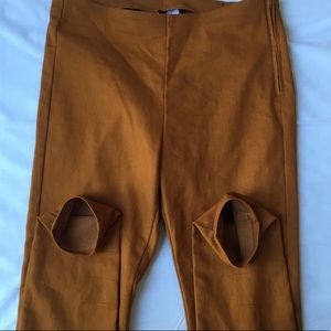 Divided orange jeggings